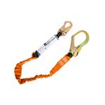 Image of the Portwest Single Lanyard with Shock Absorber, Black/Orange